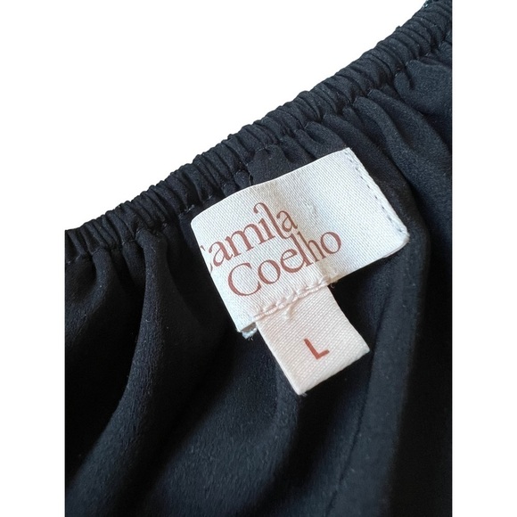 CAMILA Coelho Revolve Suza Crop Mesh Sleeve Top in Black Multi Pearl Dot Large - Picture 6 of 8